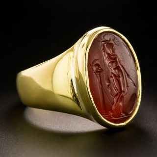 Victorian Carnelian Intaglio 23K Gold Ring