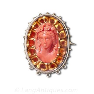 Victorian Carved Coral Brooch