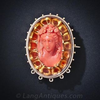 Victorian Carved Coral Brooch
