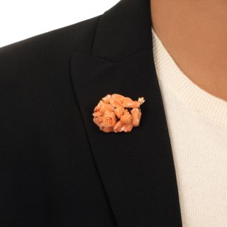 Victorian Carved Coral Cluster Brooch