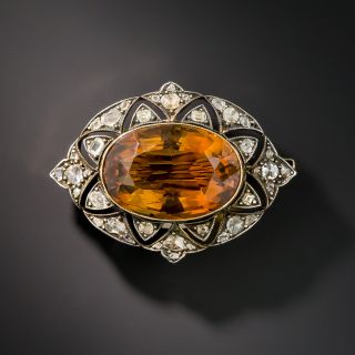 Victorian Citrine and Diamond Brooch - 2