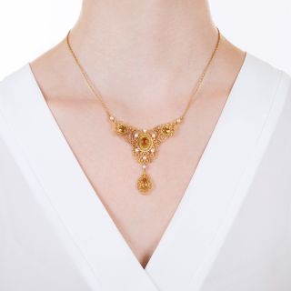 Victorian Citrine and Pearl Necklace