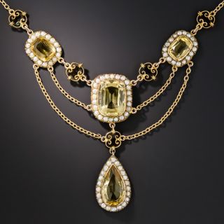 Victorian Citrine and Seed Pearl Festoon Necklace - 4