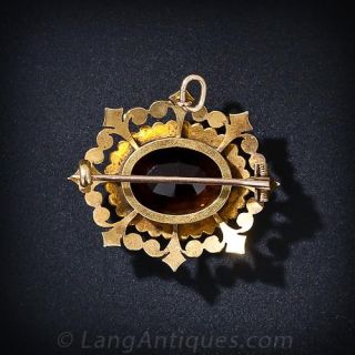 Victorian Citrine and Seed Pearl Pin