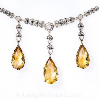 Victorian Citrine & Diamond Necklace