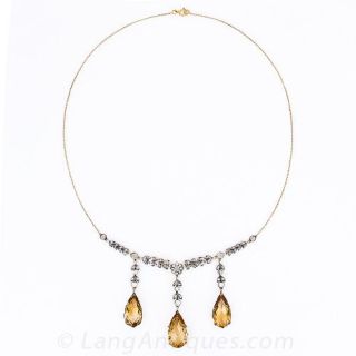 Victorian Citrine & Diamond Necklace