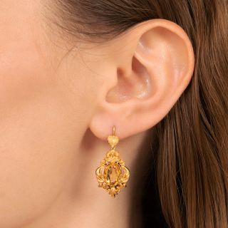 Victorian Citrine Floral Earrings 