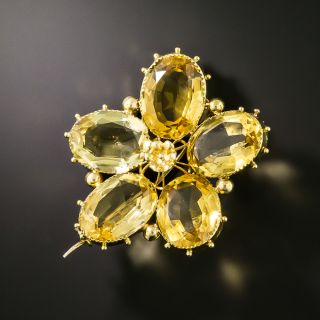 Victorian Citrine Flower Brooch - 3