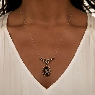 Victorian Citrine Flower Intaglio Necklace