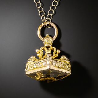 Victorian Citrine Fob Pendant - 4