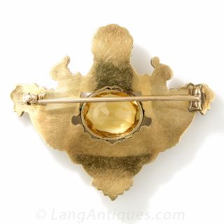 Victorian Citrine Repousse Brooch
