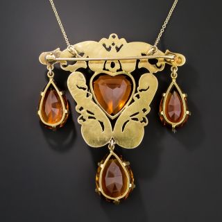 Victorian Citrine, Rose Diamond and Enamel Brooch
