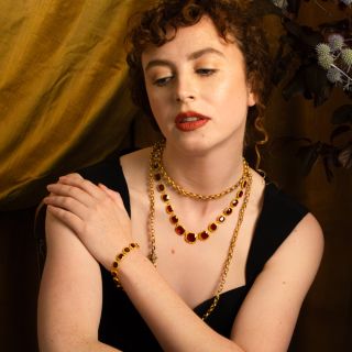Victorian Color-Change Garnet Riviere Necklace and Bracelet Set