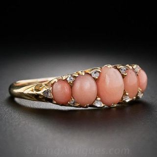 Victorian Coral and Diamond Ring