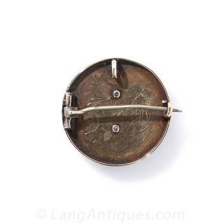 Victorian Coral and Enamel Circle Pin