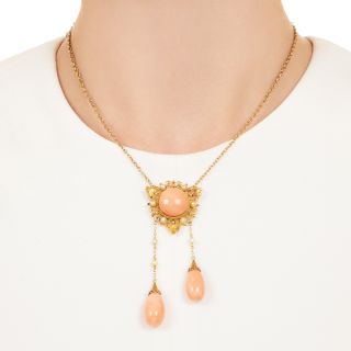 Victorian Coral and Pearl Négligée Necklace