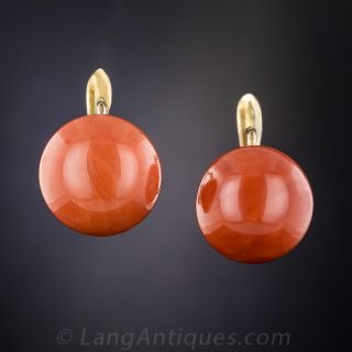 Victorian Coral Button Earrings