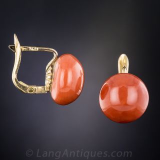 Victorian Coral Button Earrings