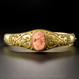 Victorian Coral Cameo Bangle