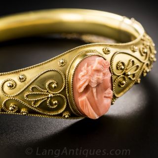 Victorian Coral Cameo Bangle