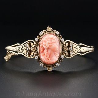 Victorian Coral Cameo Bracelet and Ring