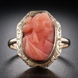 Victorian Coral Cameo Ring