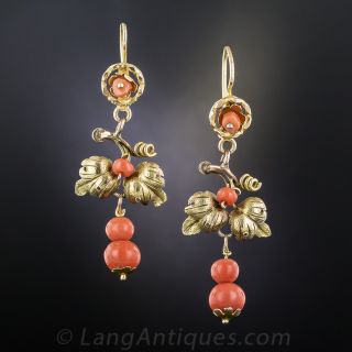 Victorian Coral Dangle Earrings