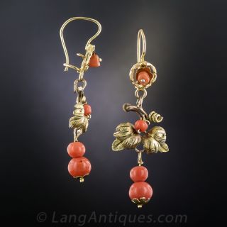 Victorian Coral Dangle Earrings