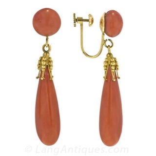 Victorian Coral Drop Earrings
