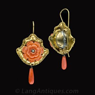 Victorian Coral Drop Earrings