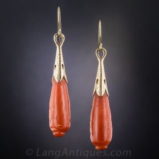 Victorian Coral Drop Earrings