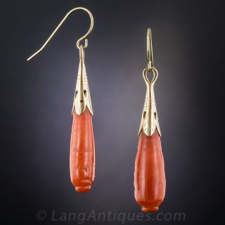 Victorian Coral Drop Earrings
