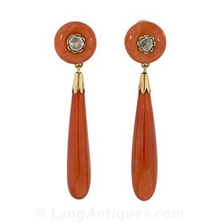 Victorian Coral Drop Earrings 