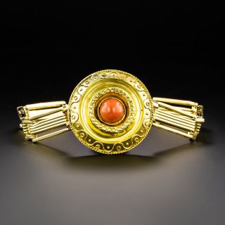 Victorian Coral Locket Gate Bracelet - 2