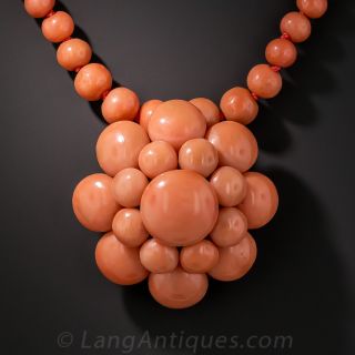 Victorian Coral Pendant Necklace