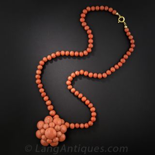Victorian Coral Pendant Necklace