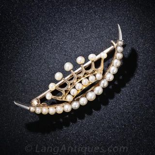 Victorian Crescent and Crown Pin