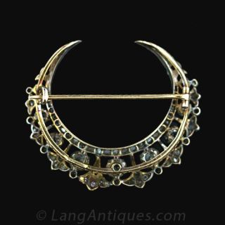 Victorian Crescent Diamond Brooch