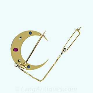 Victorian Crescent Moon Pin