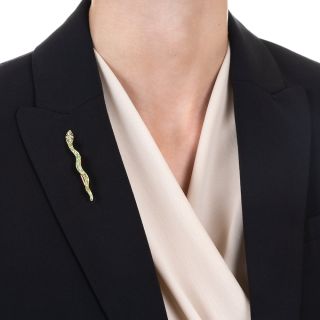 Victorian Demantoid Garnet Snake Pin