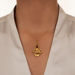 Victorian Diamond, Amethyst and Pearl Lavalière 