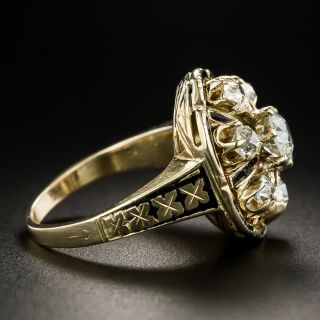 Victorian Diamond and Black Enamel Cluster Ring
