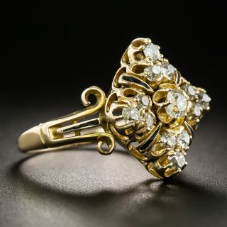 Victorian Diamond and Black Enamel Cluster Ring