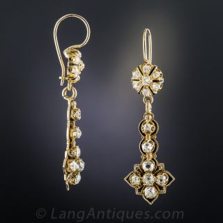 Victorian Diamond and Black Enamel Drop Earrings