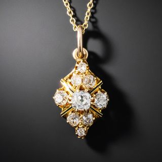 Victorian Diamond and Black Enamel Pendant - 2