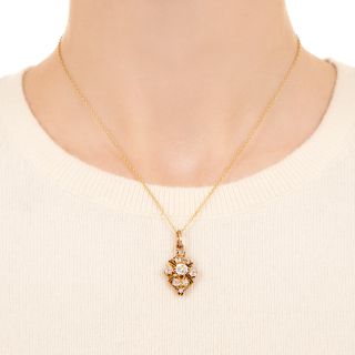 Victorian Diamond and Black Enamel Pendant