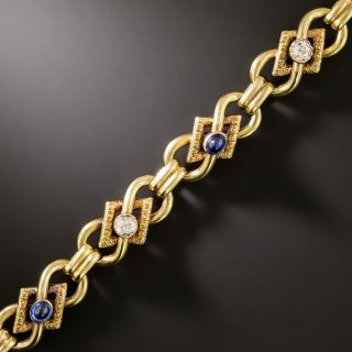 Victorian Diamond and Cabochon Sapphire Bracelet - 2