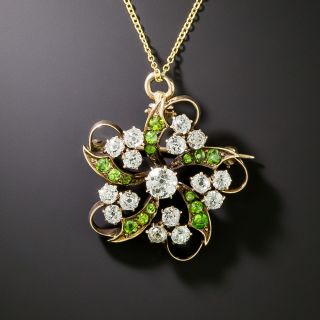 Victorian Diamond and Demantoid Garnet Pendant / Brooch - 2