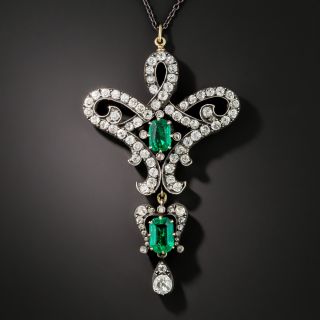 Victorian Diamond and Emerald Brooch/Pendant - 3