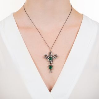 Victorian Diamond and Emerald Brooch/Pendant
